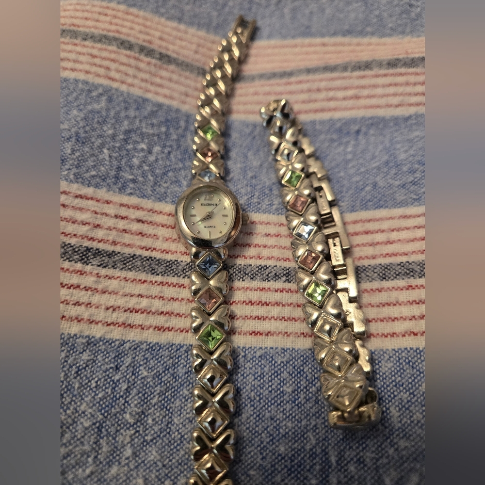 Elegant Silver and Multicolor Women's Bracelet Watch Elgin